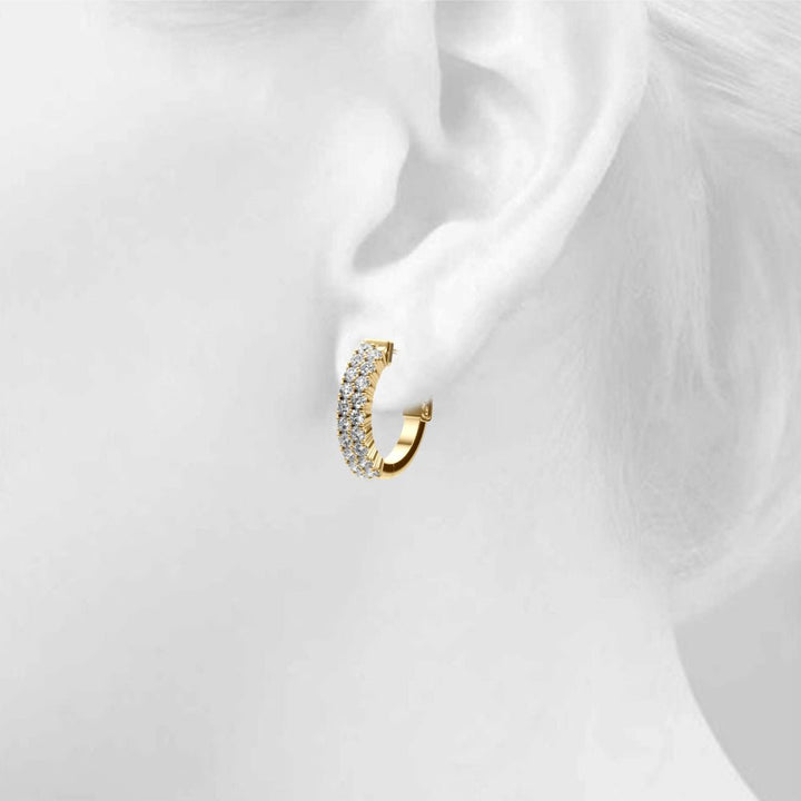 0.84CTW 14K Round Cut Double Row Diamond Hoop Earrings - Hoop Earrings - Design Jewellers Edmonton