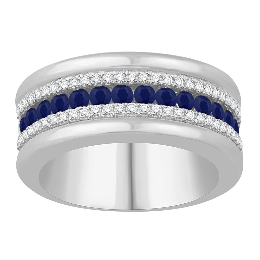 0.89 ctw. ELEGANT WHITE GOLD SAPPHIRE & DIAMOND RING