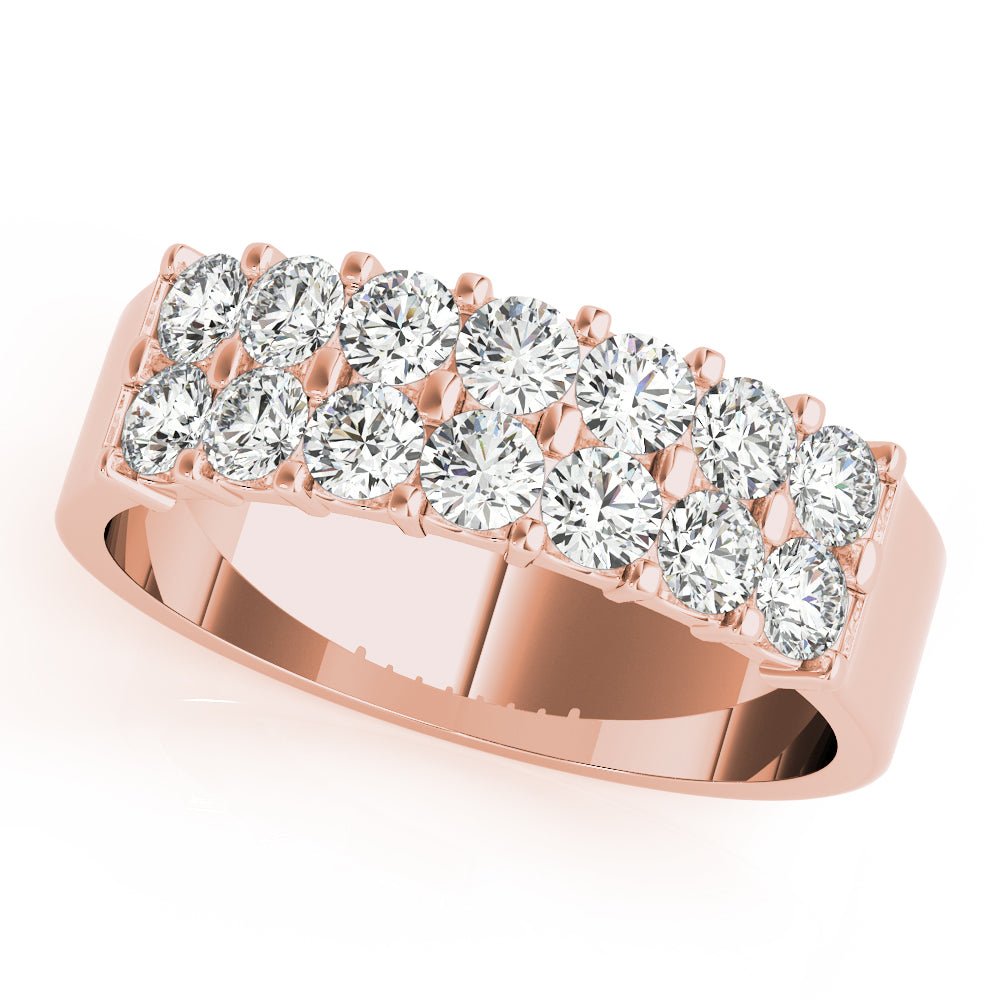 0.90CTW 14K Gold Double Row, Wide Mount Round Brilliant Cut Diamond Ring - Diamond Ring - Design Jewellers Edmonton