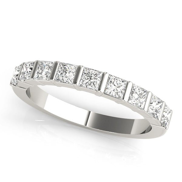 0.90CTW 14K  Gold Princess Cut Bar Set Multi-Stone Diamond Band