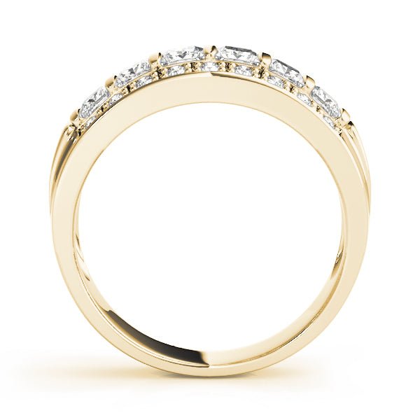 0.90CTW 14K Gold Wide Band With Princess And Round Brilliant Cut Diamonds - Diamond Ring - Design Jewellers Edmonton
