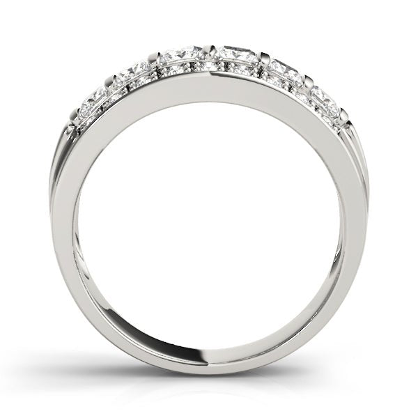 0.90CTW 14K Gold Wide Band With Princess And Round Brilliant Cut Diamonds - Diamond Ring - Design Jewellers Edmonton