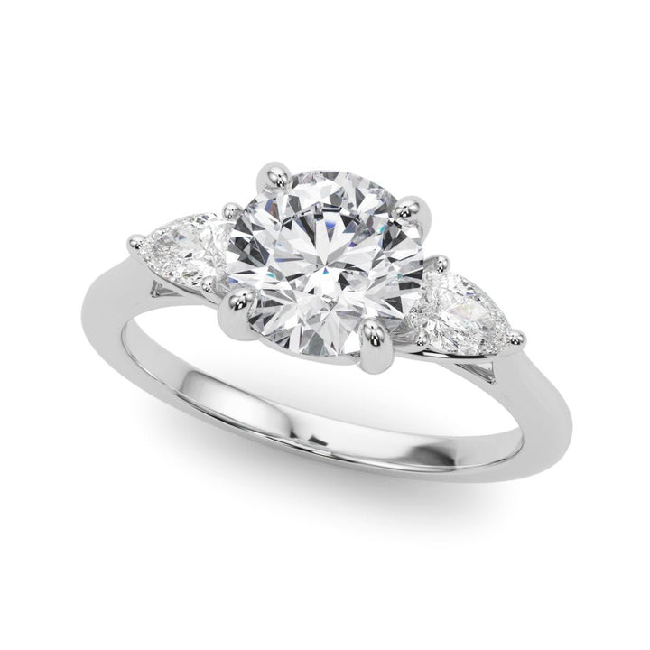 1.00CT 14K 3 Stone Round Brilliant and Pear Shape Diamond Ring - Engagement rings - Design Jewellers Edmonton