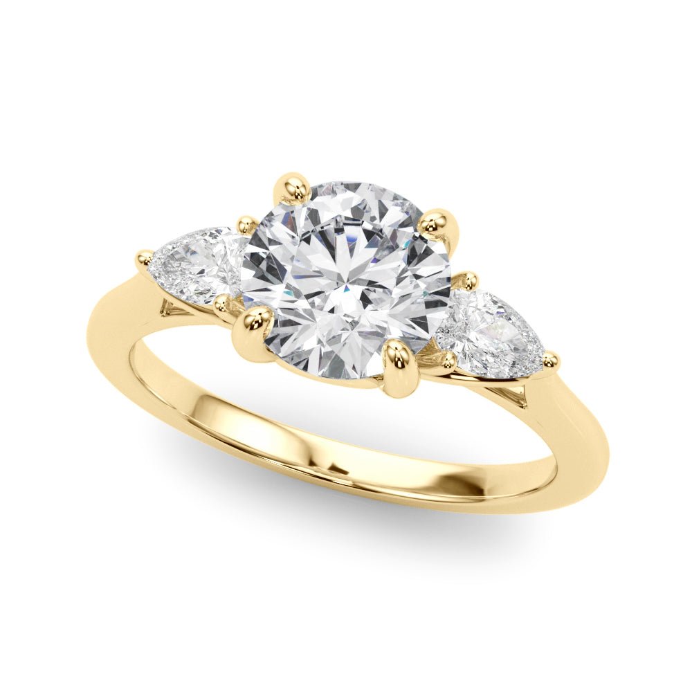 1.00CT 14K 3 Stone Round Brilliant and Pear Shape Diamond Ring - Engagement rings - Design Jewellers Edmonton