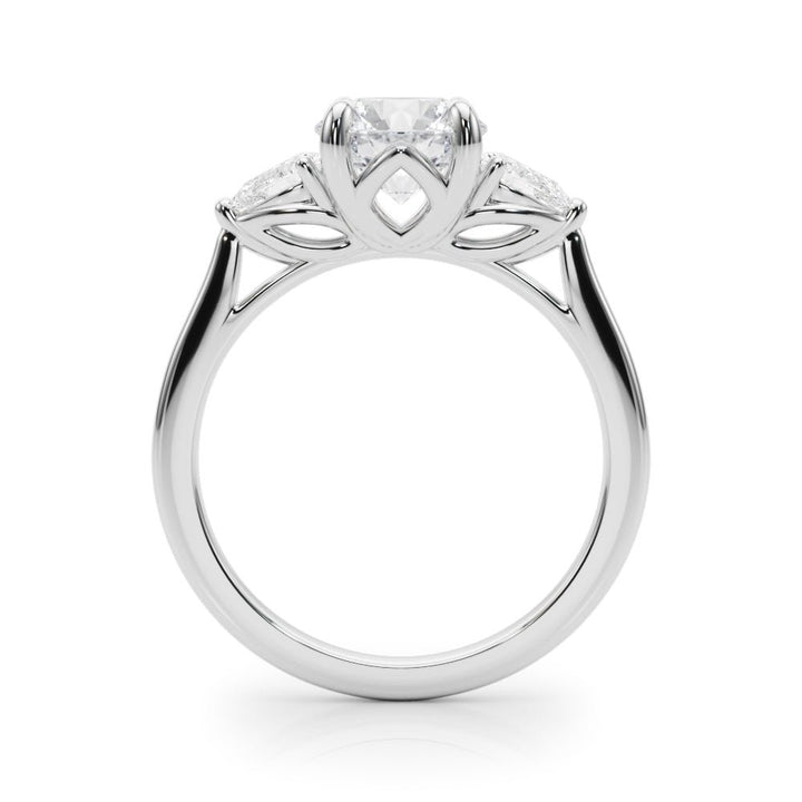 1.00CT 14K 3 Stone Round Brilliant and Pear Shape Diamond Ring - Engagement rings - Design Jewellers Edmonton