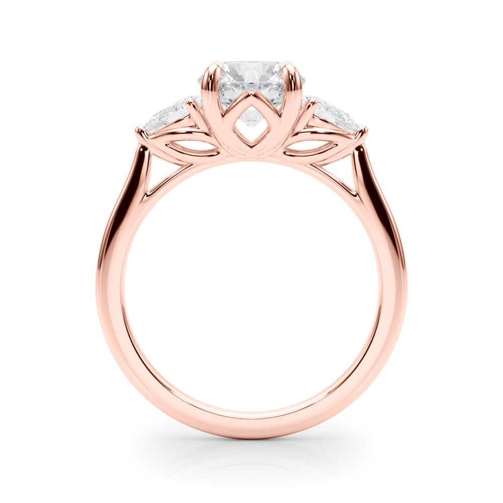 1.00CT 14K 3 Stone Round Brilliant and Pear Shape Diamond Ring - Engagement rings - Design Jewellers Edmonton