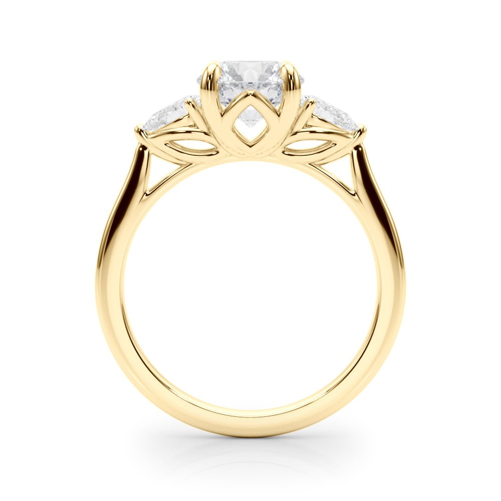 1.00CT 14K 3 Stone Round Brilliant and Pear Shape Diamond Ring - Engagement rings - Design Jewellers Edmonton