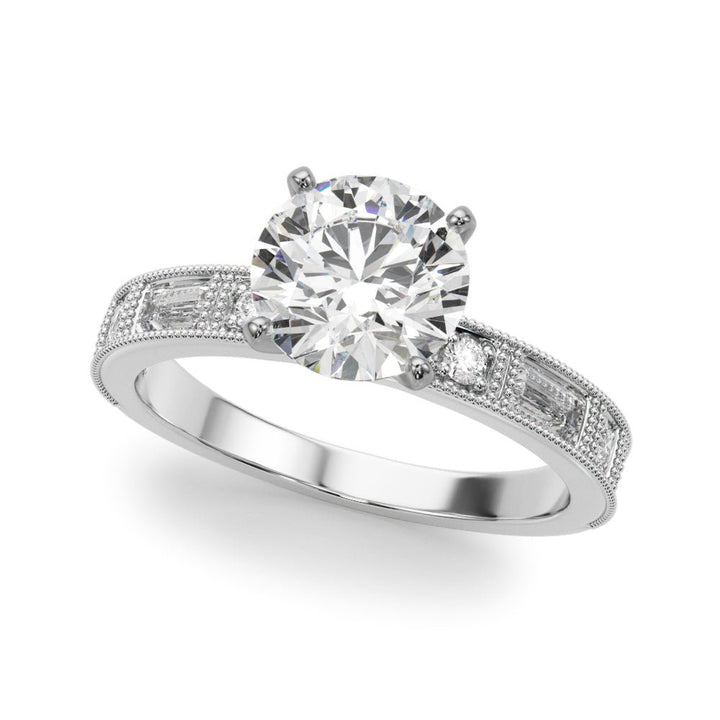 1.00CT 14K Classic Diamond Engagement Ring Accented With Baguette Cut Diamonds - Luxury Rings - Design Jewellers Edmonton