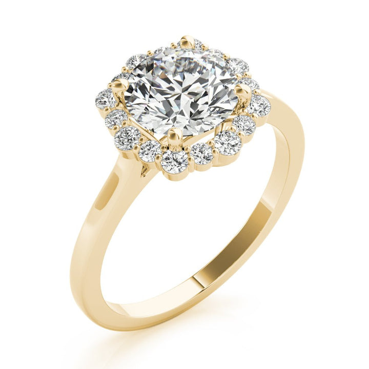 1.00CT 14K Classic Halo Diamond Engagement Ring with Scalloped Round Brilliant Accents - Engagement rings - Design Jewellers Edmonton