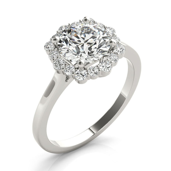 1.00CT 14K Classic Halo Diamond Engagement Ring with Scalloped Round Brilliant Accents - Engagement rings - Design Jewellers Edmonton