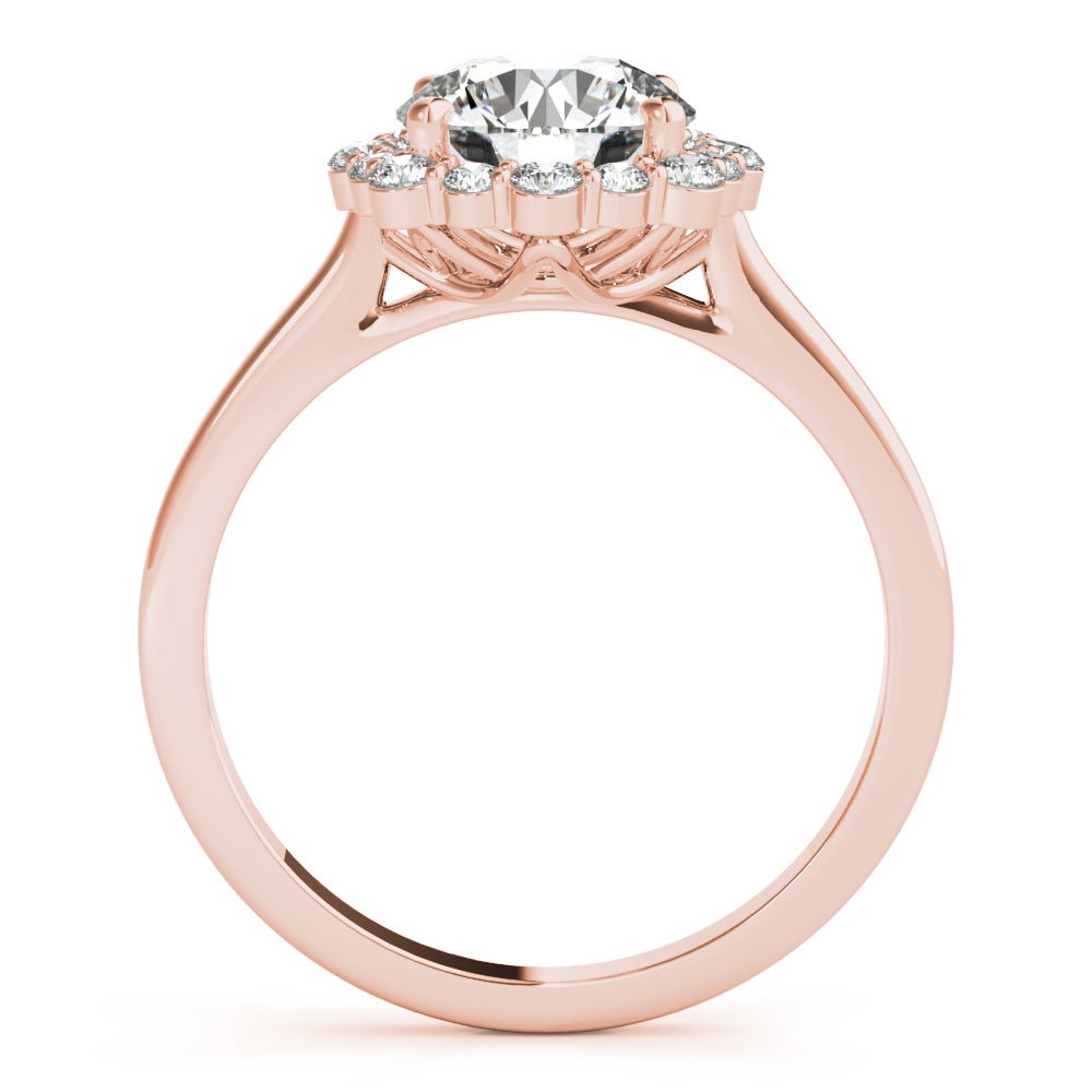 1.00CT 14K Classic Halo Diamond Engagement Ring with Scalloped Round Brilliant Accents - Engagement rings - Design Jewellers Edmonton