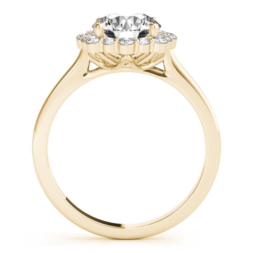 1.00CT 14K Classic Halo Diamond Engagement Ring with Scalloped Round Brilliant Accents - Engagement rings - Design Jewellers Edmonton