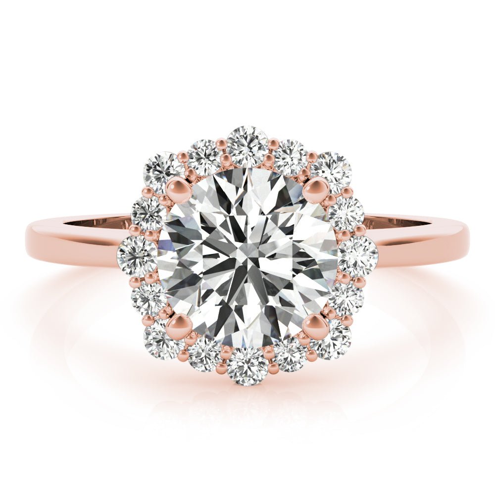 1.00CT 14K Classic Halo Diamond Engagement Ring with Scalloped Round Brilliant Accents - Engagement rings - Design Jewellers Edmonton