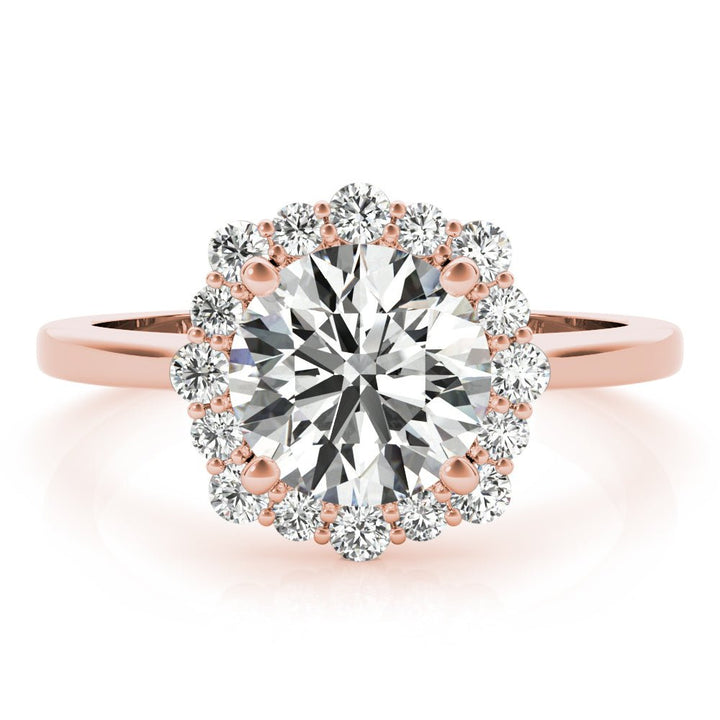 1.00CT 14K Classic Halo Diamond Engagement Ring with Scalloped Round Brilliant Accents - Engagement rings - Design Jewellers Edmonton