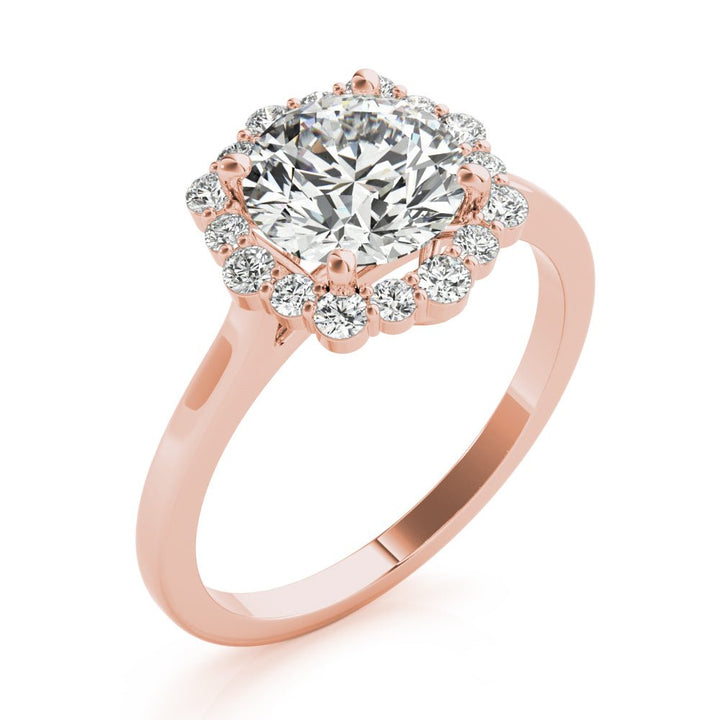 1.00CT 14K Classic Halo Diamond Engagement Ring with Scalloped Round Brilliant Accents - Engagement rings - Design Jewellers Edmonton