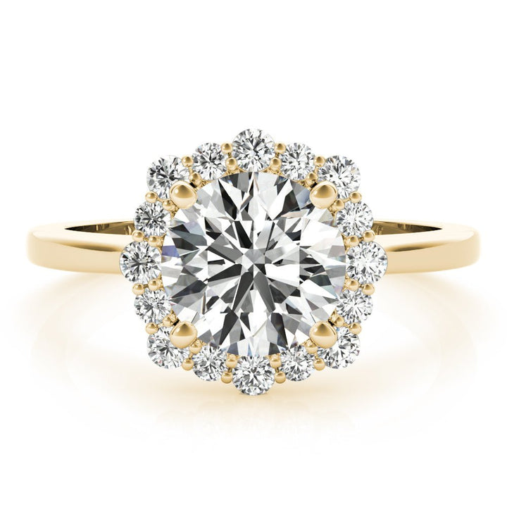 1.00CT 14K Classic Halo Diamond Engagement Ring with Scalloped Round Brilliant Accents - Engagement rings - Design Jewellers Edmonton
