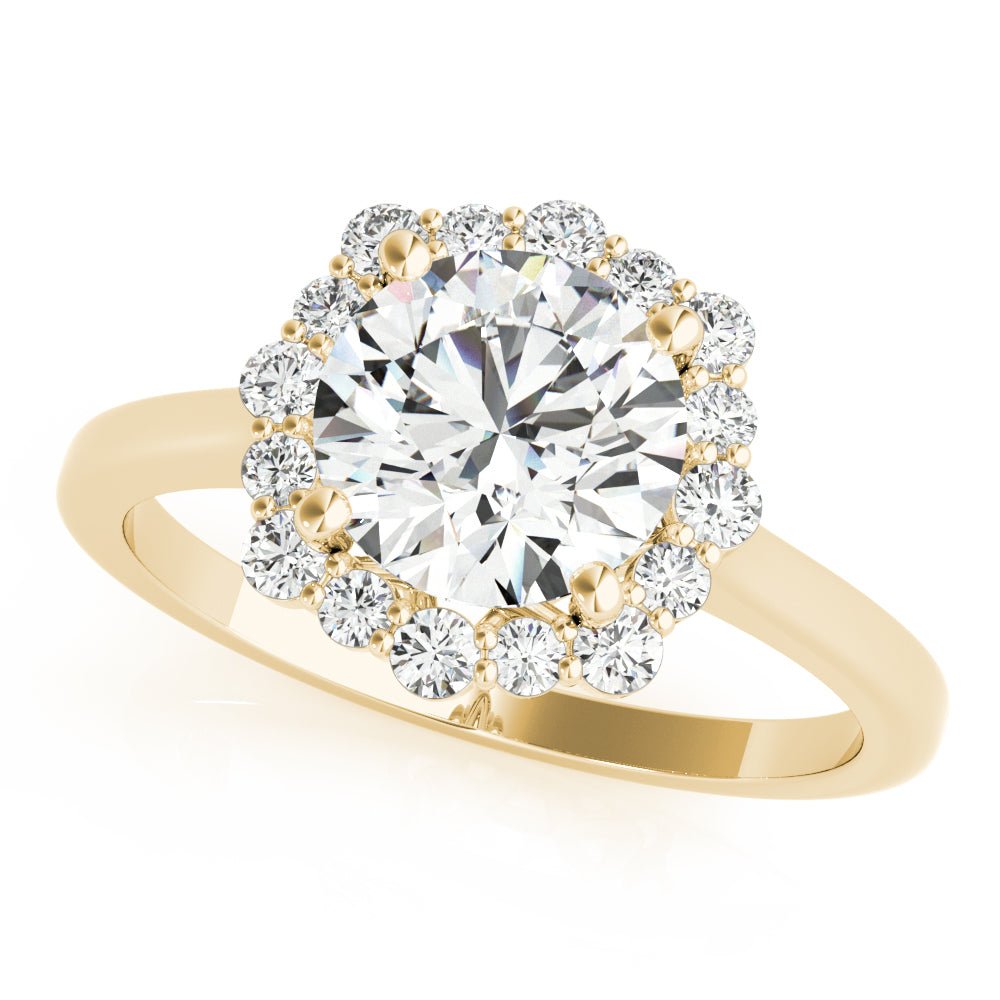 1.00CT 14K Classic Halo Diamond Engagement Ring with Scalloped Round Brilliant Accents - Engagement rings - Design Jewellers Edmonton