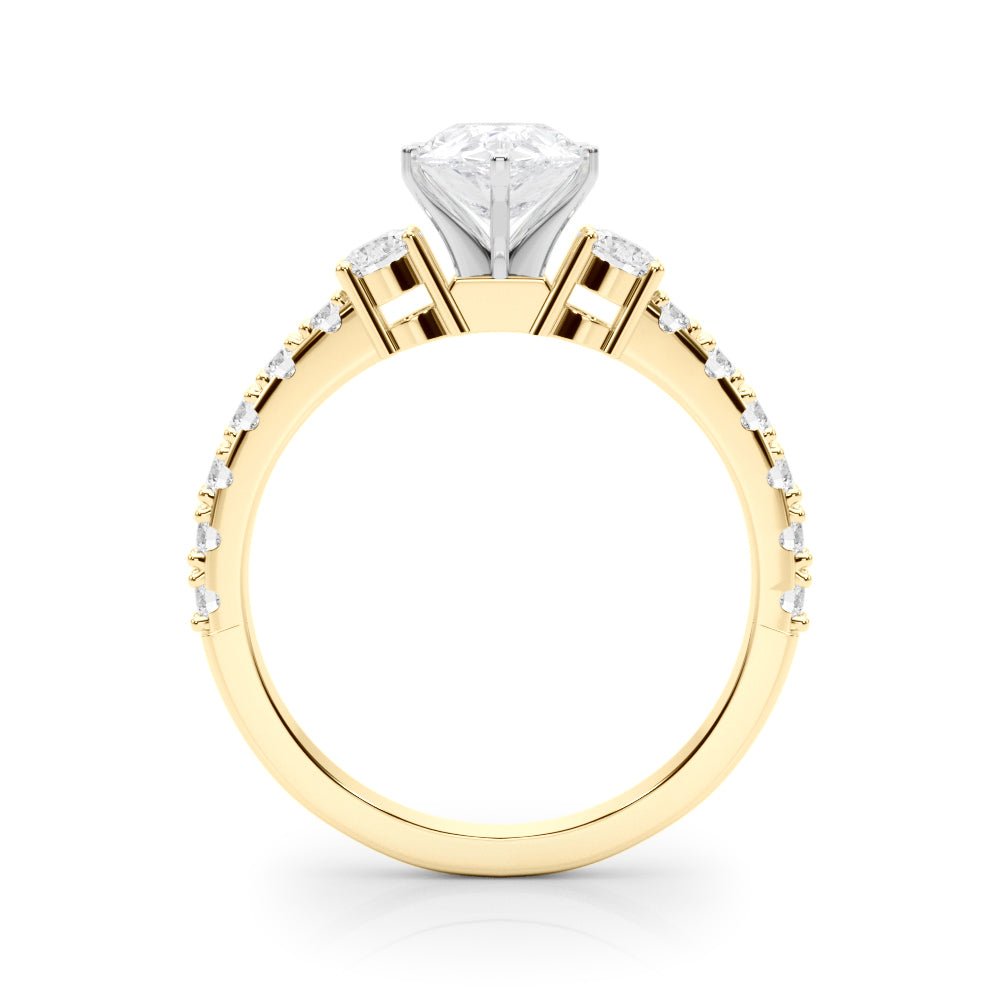 1.00CT 14K Classic Pear Shape Diamond Ring Accented With Additional Diamonds - Luxury Rings - Design Jewellers Edmonton