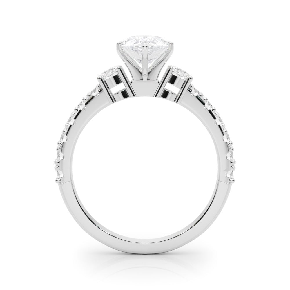 1.00CT 14K Classic Pear Shape Diamond Ring Accented With Additional Diamonds - Luxury Rings - Design Jewellers Edmonton