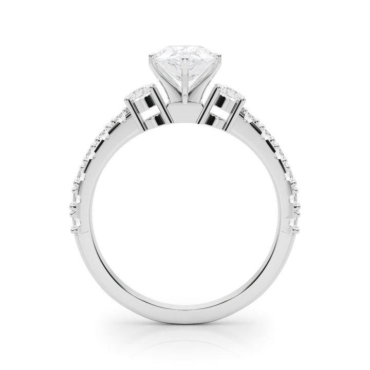 1.00CT 14K Classic Pear Shape Diamond Ring Accented With Additional Diamonds - Luxury Rings - Design Jewellers Edmonton