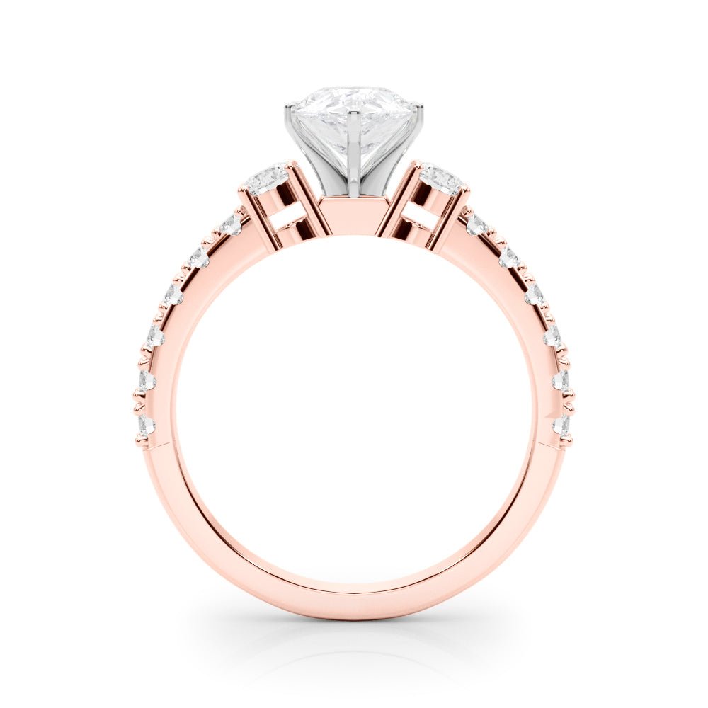 1.00CT 14K Classic Pear Shape Diamond Ring Accented With Additional Diamonds - Luxury Rings - Design Jewellers Edmonton