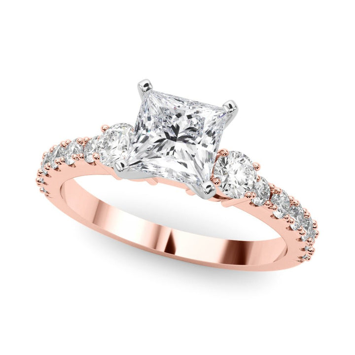 1.00CT 14K Classic Princess Cut Diamond Ring Accented With Additional Diamonds - Luxury Rings - Design Jewellers Edmonton