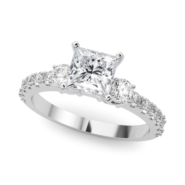 1.00CT 14K Classic Princess Cut Diamond Ring Accented With Additional Diamonds - Luxury Rings - Design Jewellers Edmonton