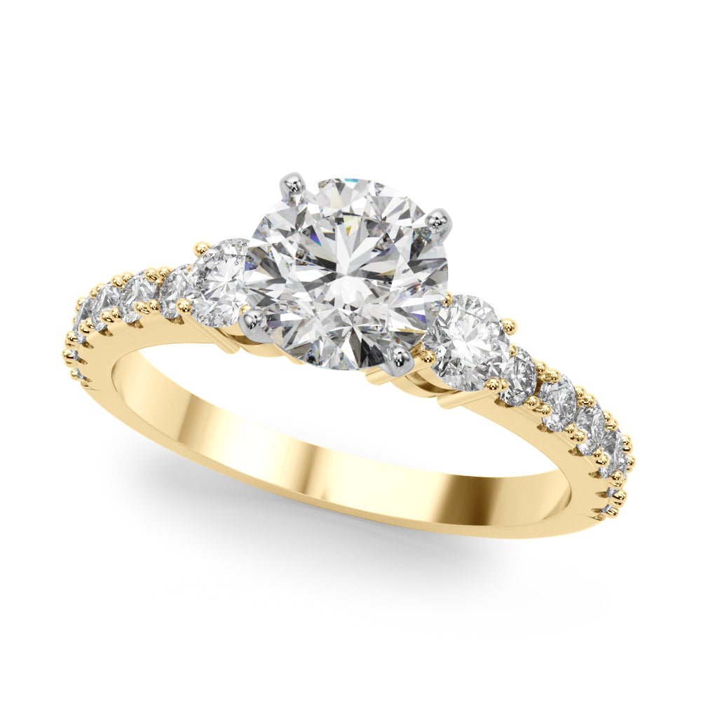 1.00CT 14K Classic Round Brilliant Cut Diamond Ring Accented With Additional Diamonds - Luxury Rings - Design Jewellers Edmonton