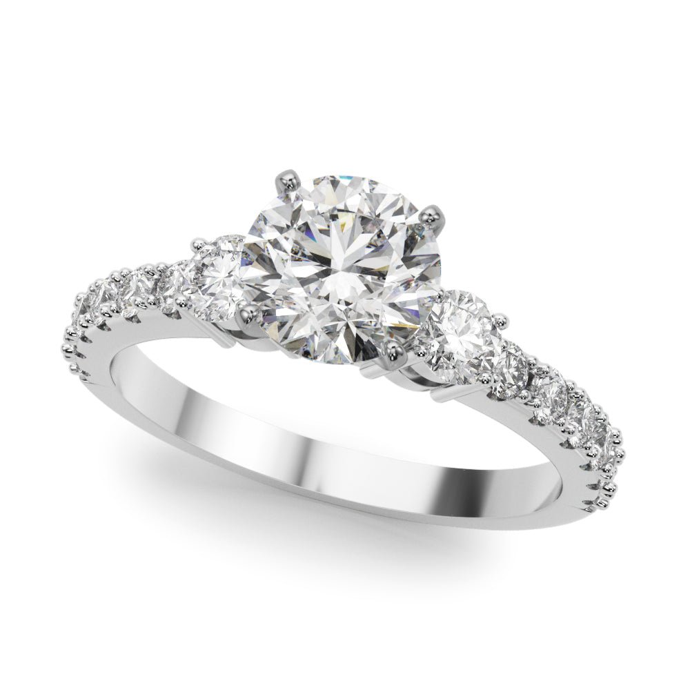 1.00CT 14K  Classic Round Brilliant Cut Diamond Ring Accented With Additional Diamonds