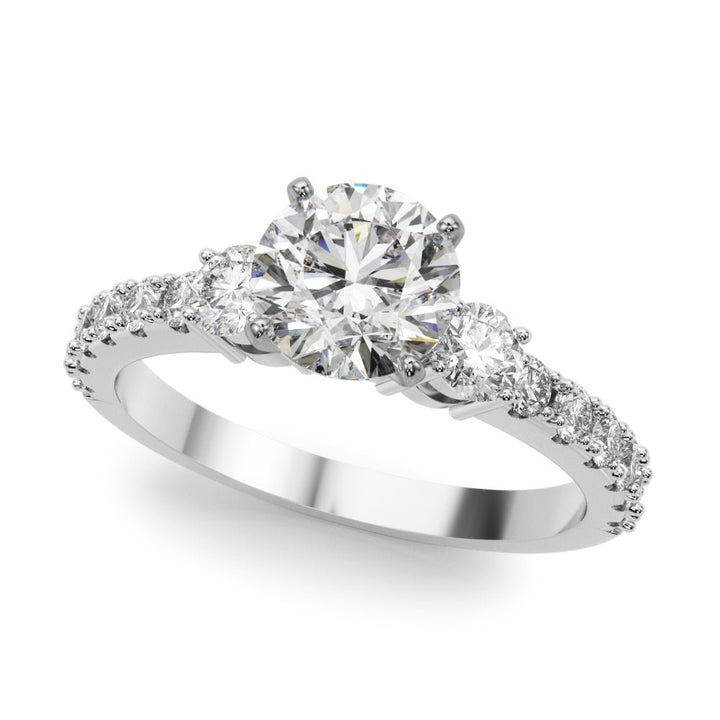 1.00CT 14K Classic Round Brilliant Cut Diamond Ring Accented With Additional Diamonds - Luxury Rings - Design Jewellers Edmonton