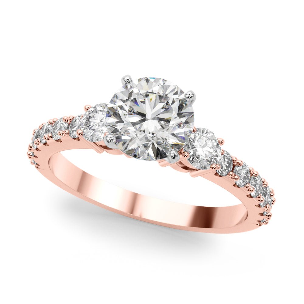 1.00CT 14K Classic Round Brilliant Cut Diamond Ring Accented With Additional Diamonds - Luxury Rings - Design Jewellers Edmonton