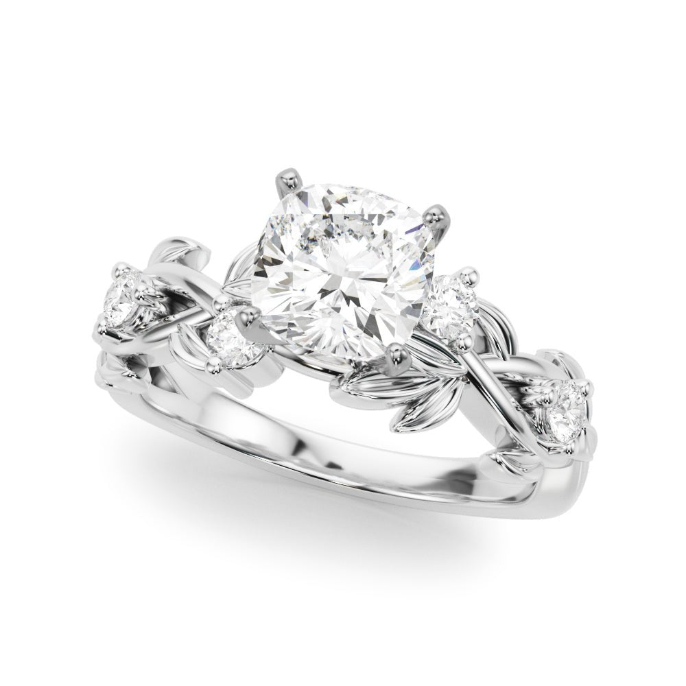 1.00CT 14K Cushion Cut Butterfly Cluster Diamond Ring