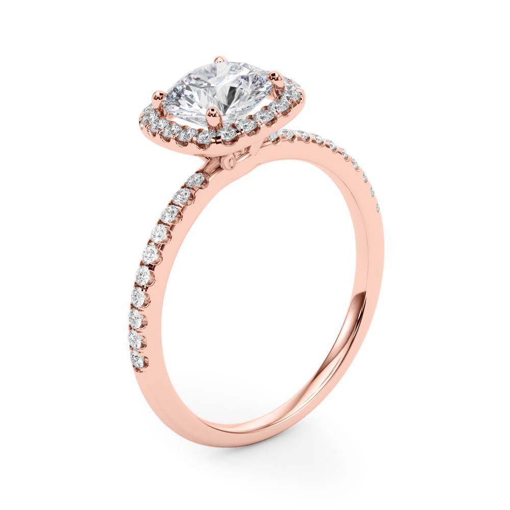 1.00CT 14K Cushion Halo Diamond Engagement Ring Accented by Pave - Set Side Diamonds - Engagement rings - Design Jewellers Edmonton