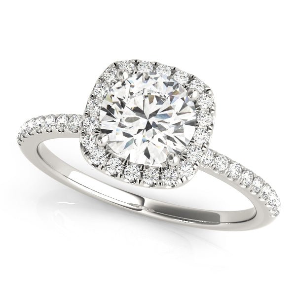 1.00CT 14K Cushion Halo Diamond Engagement Ring Accented by Pave-Set Side Diamonds