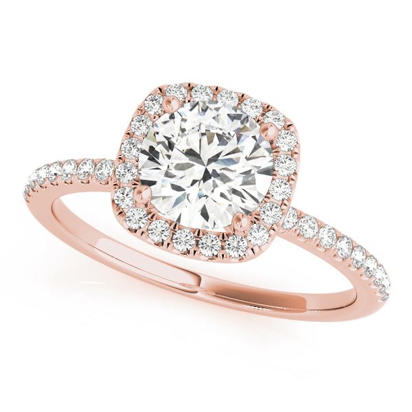 1.00CT 14K Cushion Halo Diamond Engagement Ring Accented by Pave - Set Side Diamonds - Engagement rings - Design Jewellers Edmonton