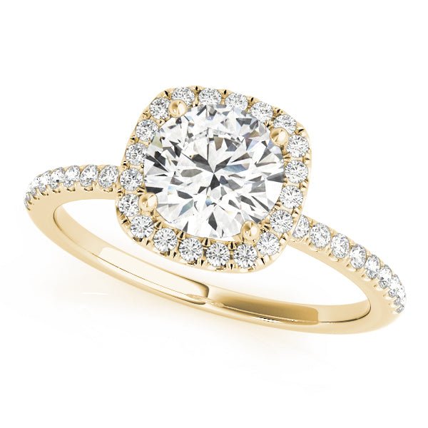 1.00CT 14K Cushion Halo Diamond Engagement Ring Accented by Pave - Set Side Diamonds - Engagement rings - Design Jewellers Edmonton