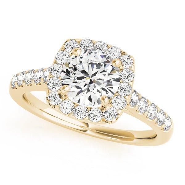 1.00CT 14K Cushion Halo Diamond Engagement Ring with Pave - Set Shoulders - Engagement rings - Design Jewellers Edmonton