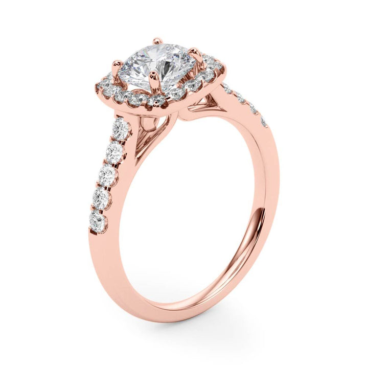 1.00CT 14K Cushion Halo Diamond Engagement Ring with Pave - Set Shoulders - Engagement rings - Design Jewellers Edmonton