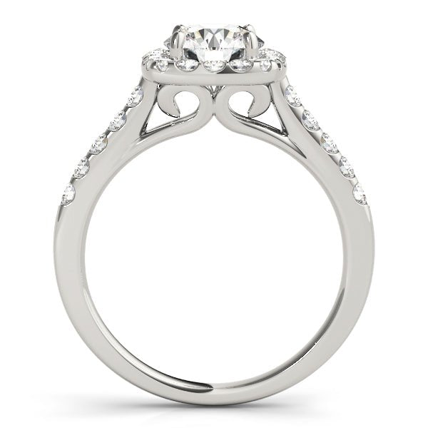 1.00CT 14K Cushion Halo Diamond Engagement Ring with Pave - Set Shoulders - Engagement rings - Design Jewellers Edmonton