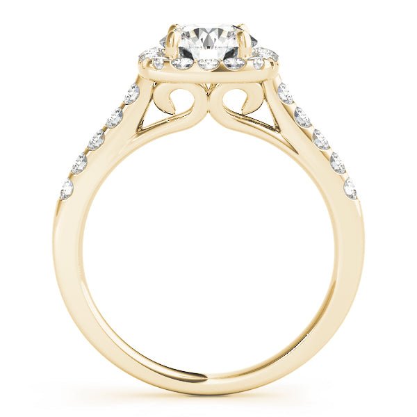 1.00CT 14K Cushion Halo Diamond Engagement Ring with Pave - Set Shoulders - Engagement rings - Design Jewellers Edmonton