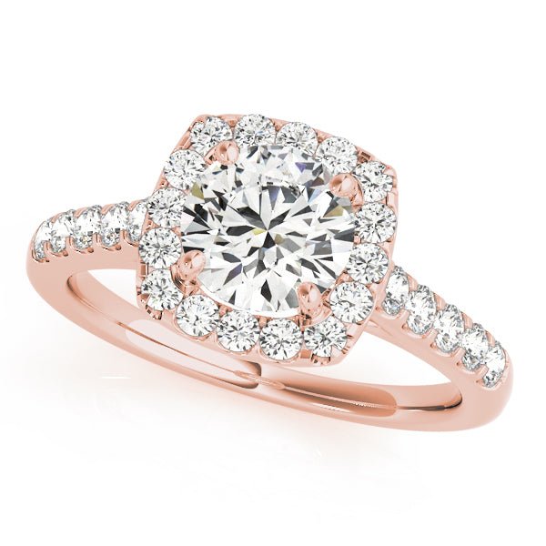 1.00CT 14K Cushion Halo Diamond Engagement Ring with Pave - Set Shoulders - Engagement rings - Design Jewellers Edmonton