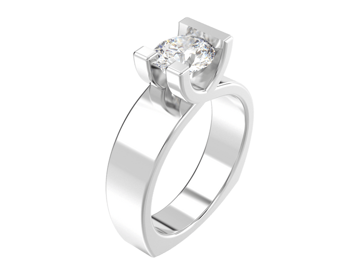1.00CT 14K Custom Wide Design Mount Diamond Solitaire Tension Set - Engagement rings - Design Jewellers Edmonton