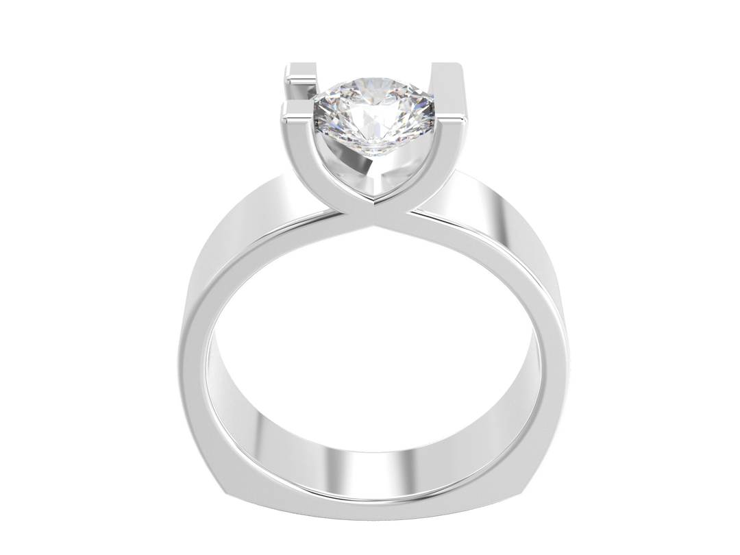 1.00CT 14K Custom Wide Design Mount Diamond Solitaire Tension Set - Engagement rings - Design Jewellers Edmonton