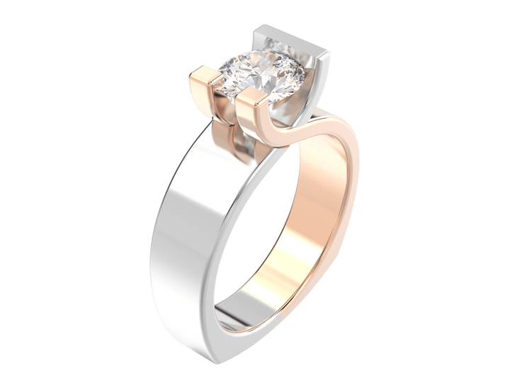 1.00CT 14K Custom Wide Design Mount Diamond Solitaire Tension Set - Engagement rings - Design Jewellers Edmonton