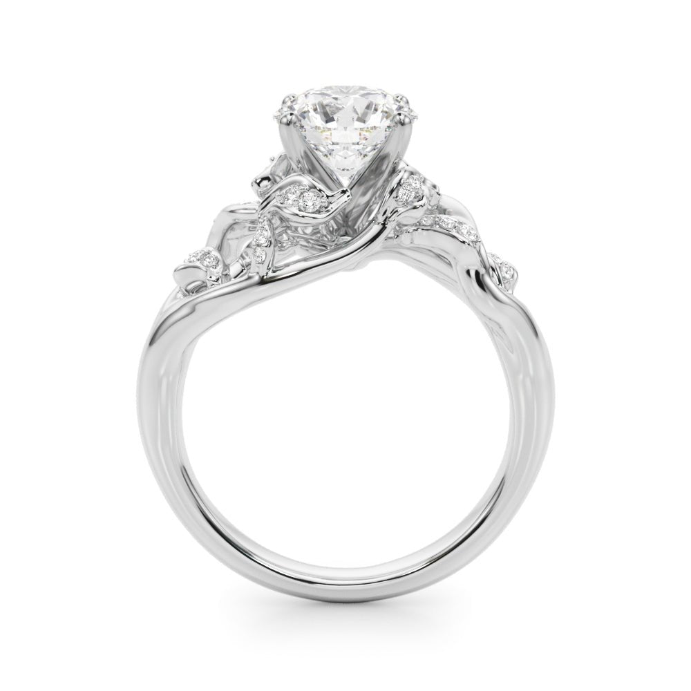 1.00CT 14K Diamond Leaf Vine Design Ring With Twisted Shoulders - Engagement rings - Design Jewellers Edmonton