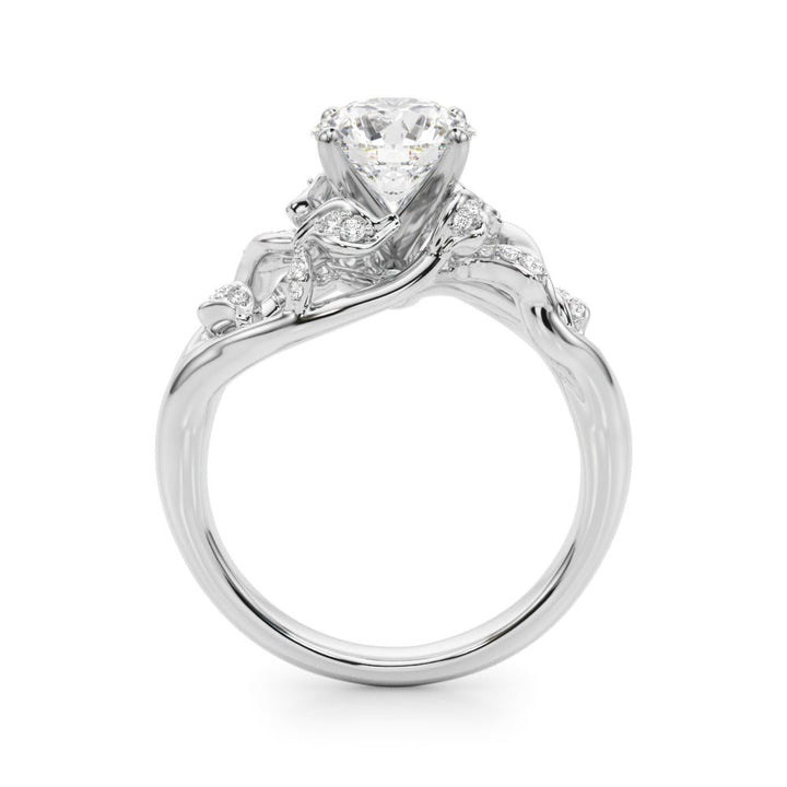 1.00CT 14K Diamond Leaf Vine Design Ring With Twisted Shoulders - Engagement rings - Design Jewellers Edmonton