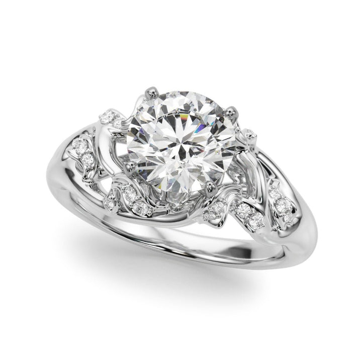 1.00CT 14K Diamond Leaf Vine Design Ring With Twisted Shoulders - Engagement rings - Design Jewellers Edmonton