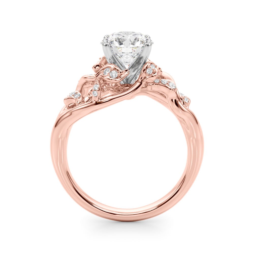 1.00CT 14K Diamond Leaf Vine Design Ring With Twisted Shoulders - Engagement rings - Design Jewellers Edmonton