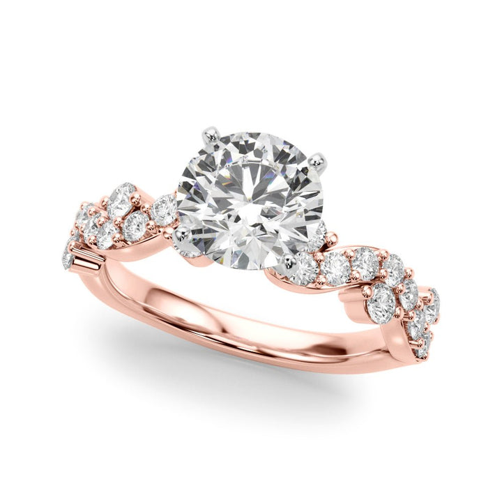1.00CT 14K Diamond Ring With Fancy Twisted Shoulders With Additional Diamonds - Engagement rings - Design Jewellers Edmonton
