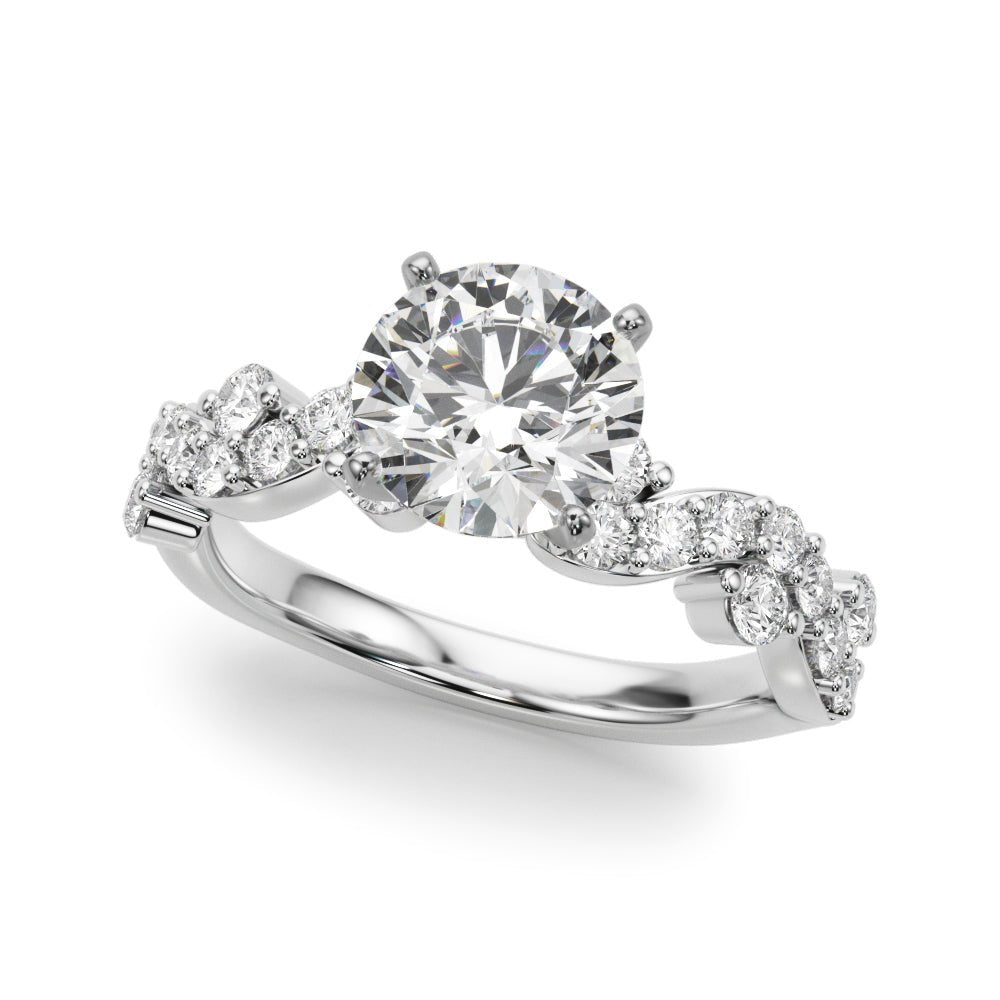 1.00CT 14K  Diamond Ring With Fancy Twisted Shoulders With Additional Diamonds